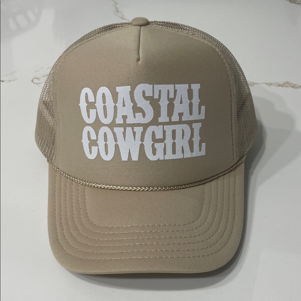 NWT Coastal Cowgirl Tan & White Trucker Hat